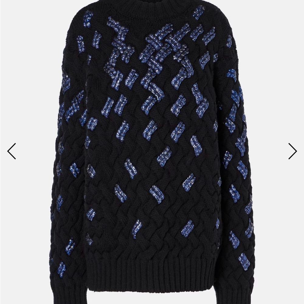 Dries Van Noten Black and Blue Patterned Women's Sweater